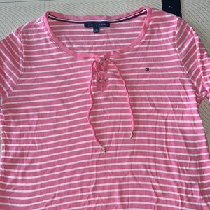 Vintage Tommy Hilfiger Ribbed Baby Pink Top Size XL